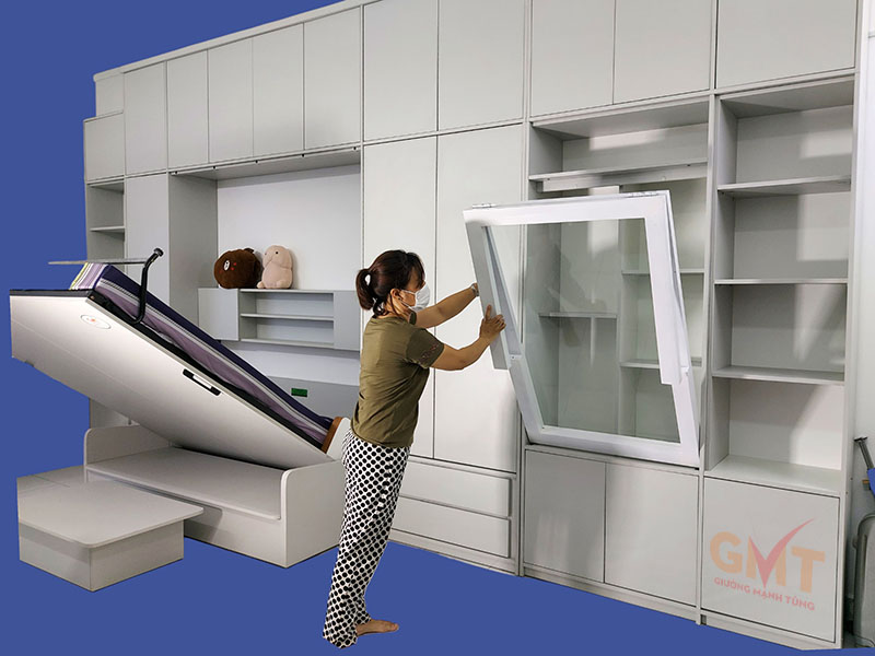 Giường gấp đa năng 3 trong 1 hiện đại, thiết kế tinh tế, phù hợp căn hộ nhỏ.