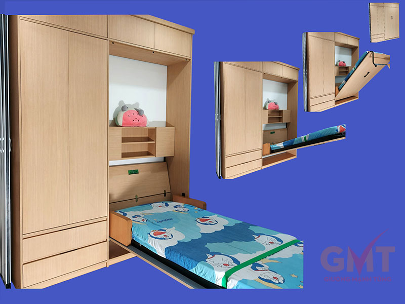 Giường đơn gấp thông minh kết hợp tủ lưu trữ, thiết kế đa năng tối ưu diện tích cho phòng nhỏ