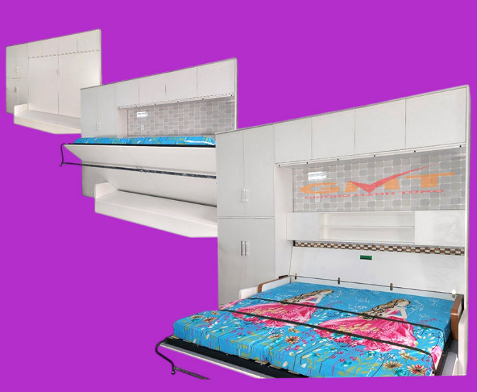 giường gấp gắn tường kết hợp tủ tiện lợi