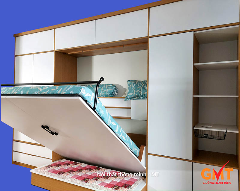 Giường gấp gọn đa năng kết hợp tủ quần áo giúp tối ưu không gian phòng ngủ