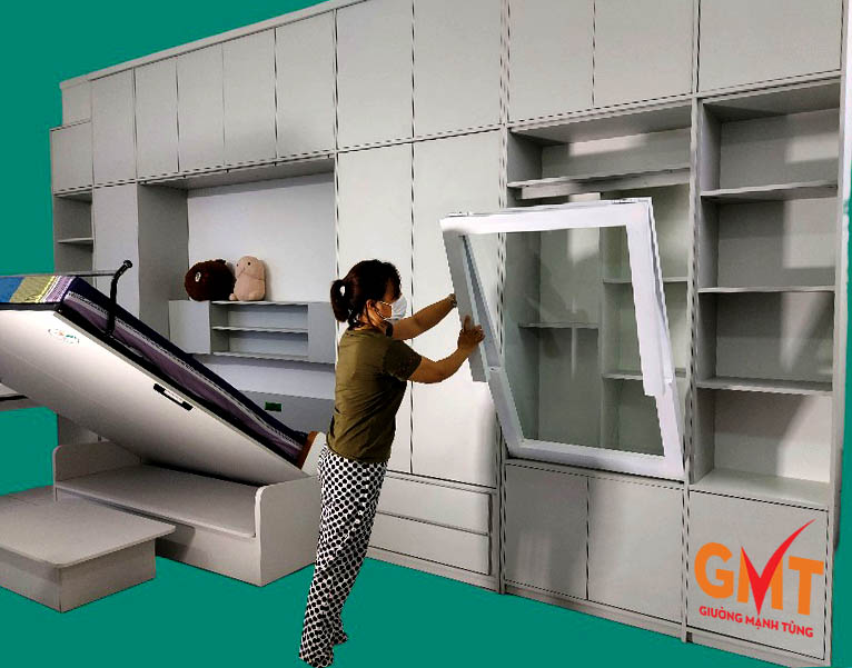 Giường gấp gọn đa năng gấp lên tường tiết kiệm diện tích cho phòng ngủ nhỏ