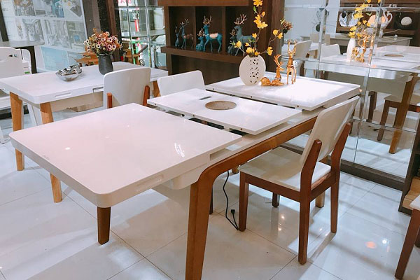 Bàn ăn thông minh kéo dài hiện đại mở rộng linh hoạt cho gia đình đông người