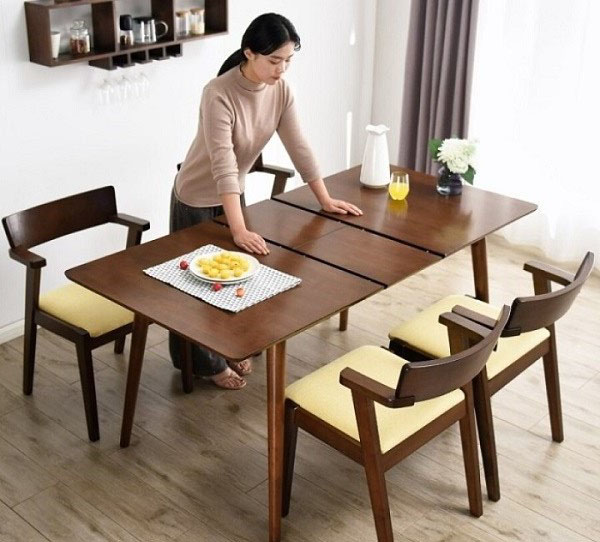 bàn ăn xếp gọn kiểu kéo dài thông minh mở rộng linh hoạt cho gia đình